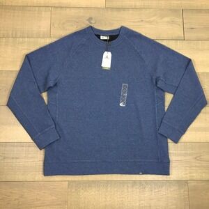 Ascend Shirt Top Mens Size XL Blue Waffle Knit Crew Neck Long Sleeve Organic NEW